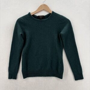 Charter Club Cashmere Sweater Womens Medium Green Crew Neck Knit Pullover Cozy